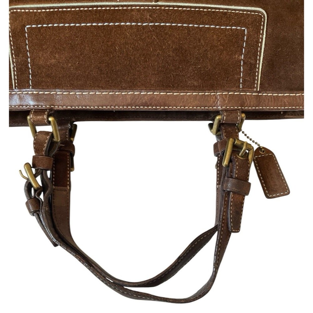 Coach Vintage Hampton Gallery Brown Suede Purse Shoulder Bag Tote 8B03 READ - Picture 13 of 16